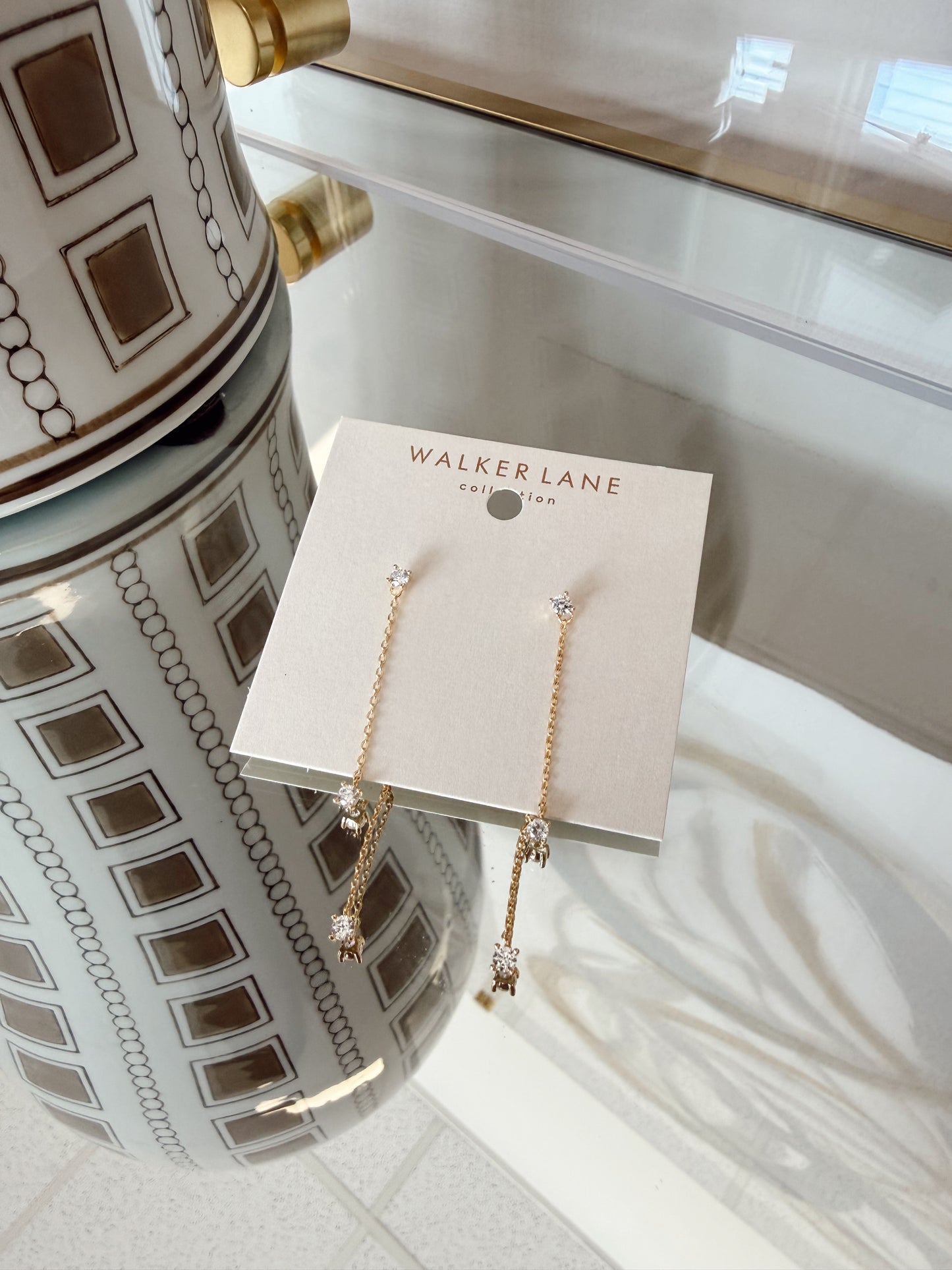 CZ LINEAR FRONT BACK EARRINGS
