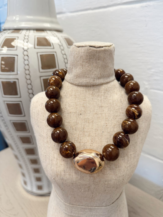 BROWN BEADED NECKLACE