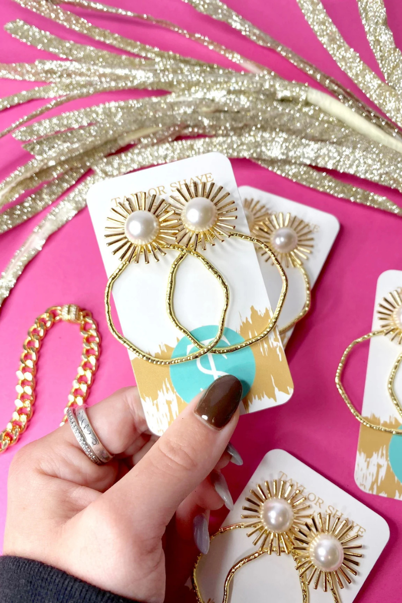 Pearl Sunburst Hoops
