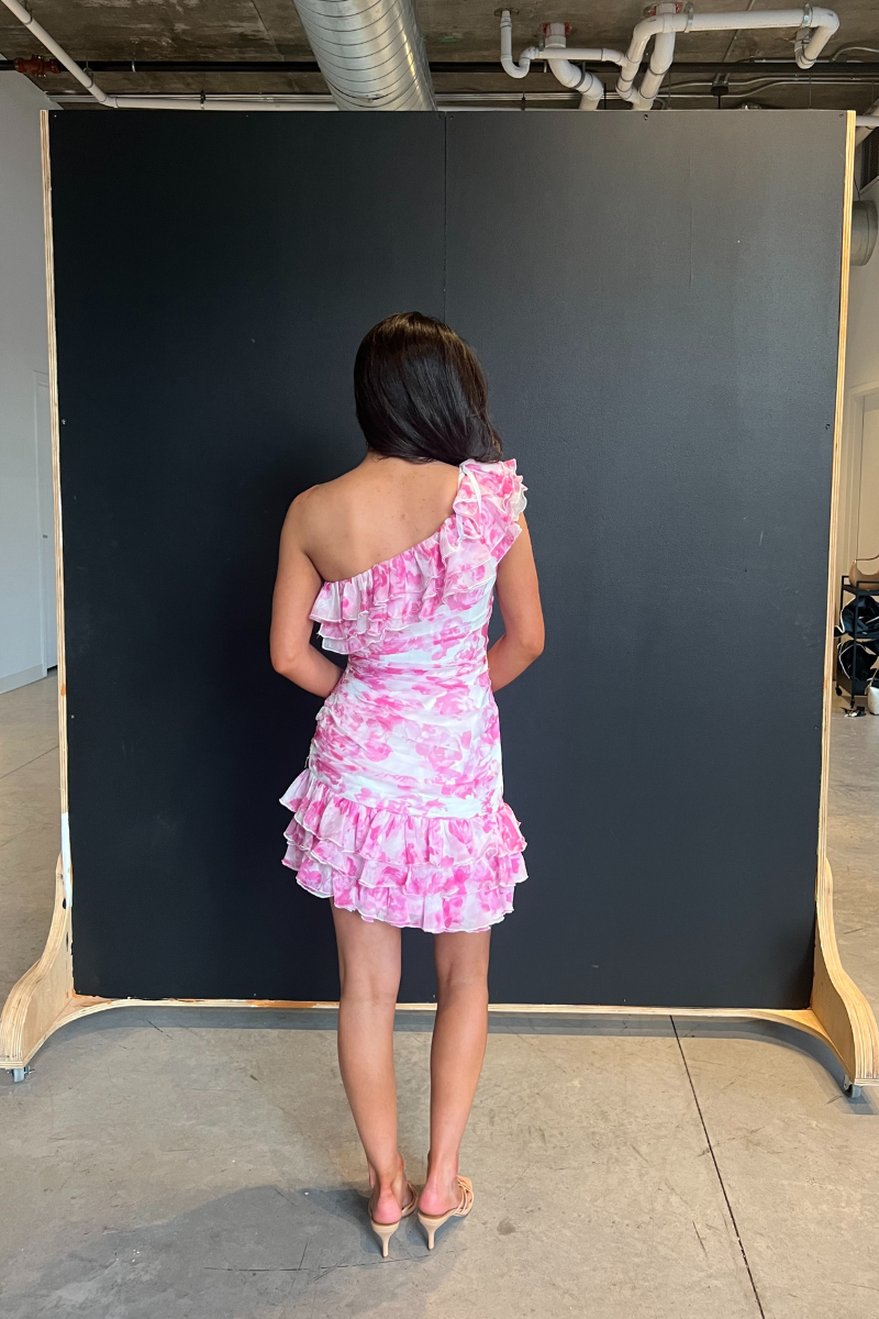 Madi Mini Dress - Pink & White