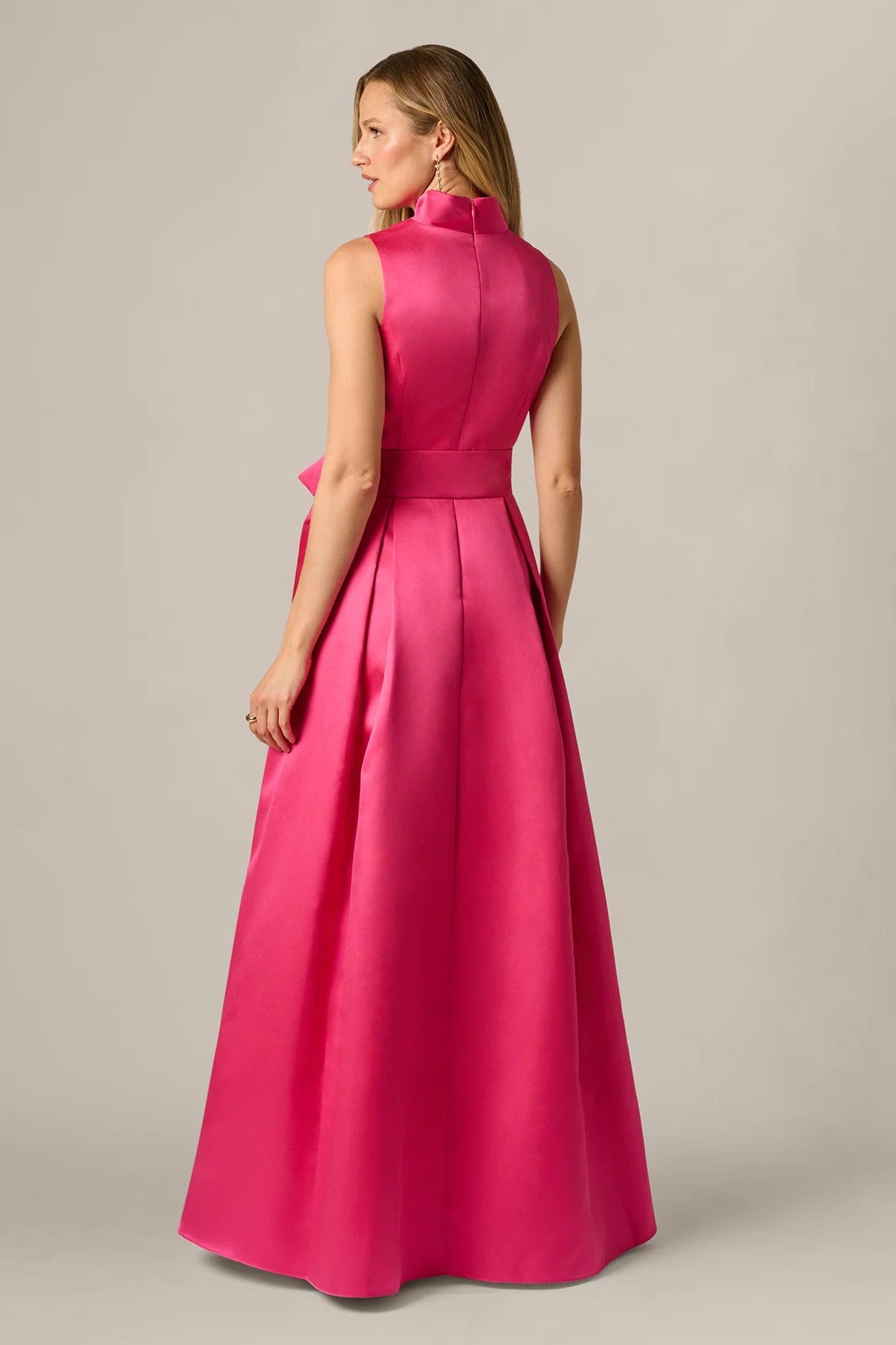 Sleeveless Queen Anne Tie Front Ball Gown