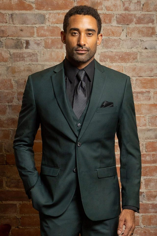 Dark Green Stretch Slim Fit Suit - PURCHASE