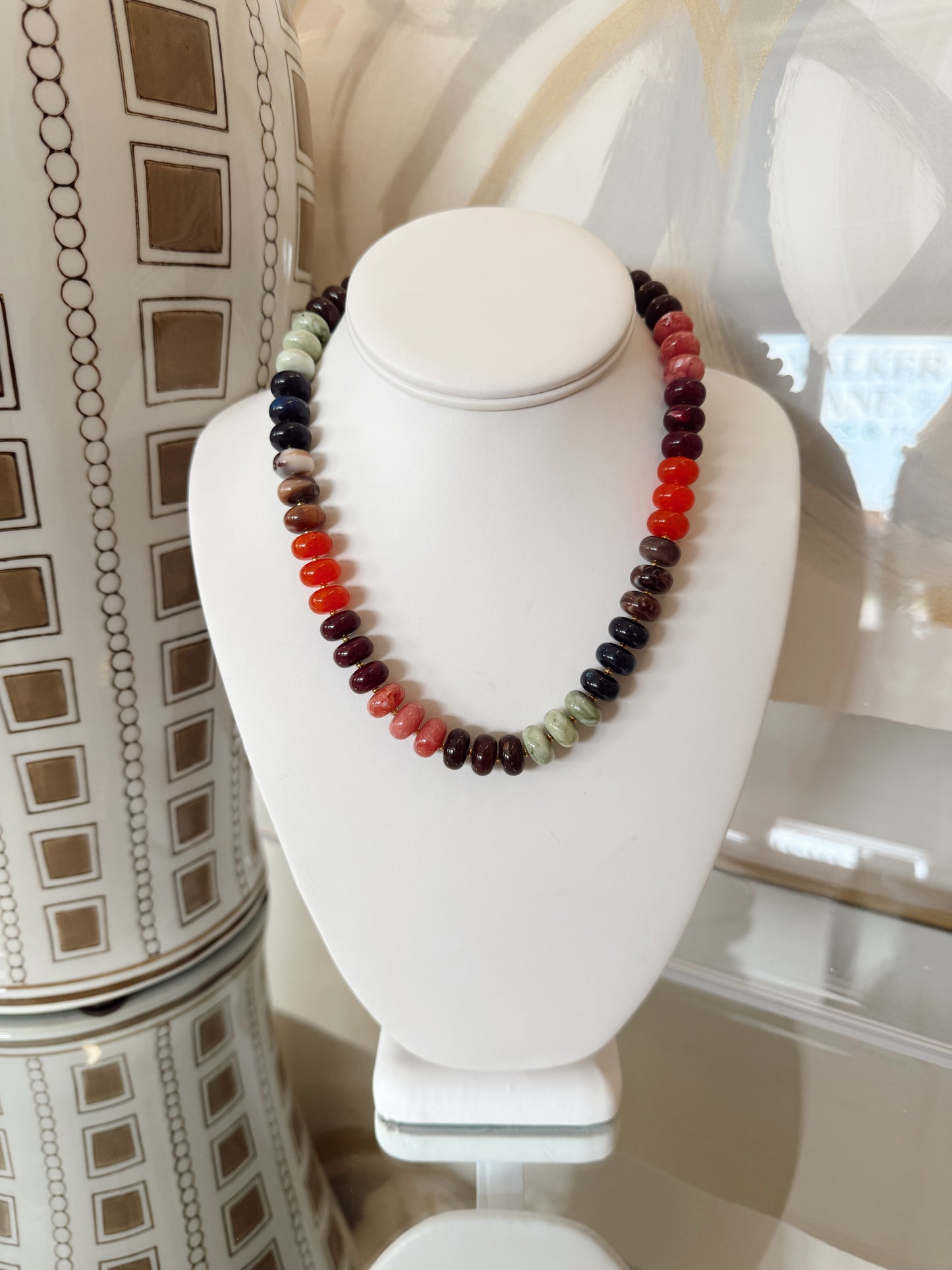 MARBLE & SEED BEADED NECKLACE