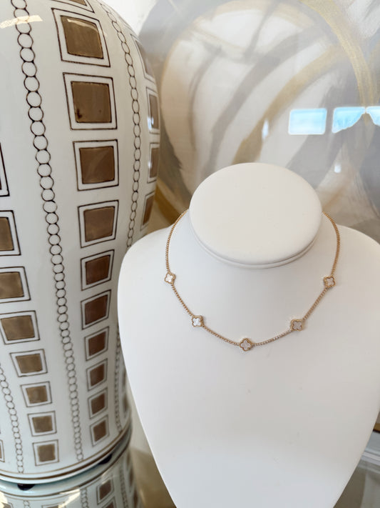 CLOVER STATION PAVE NECKLACE