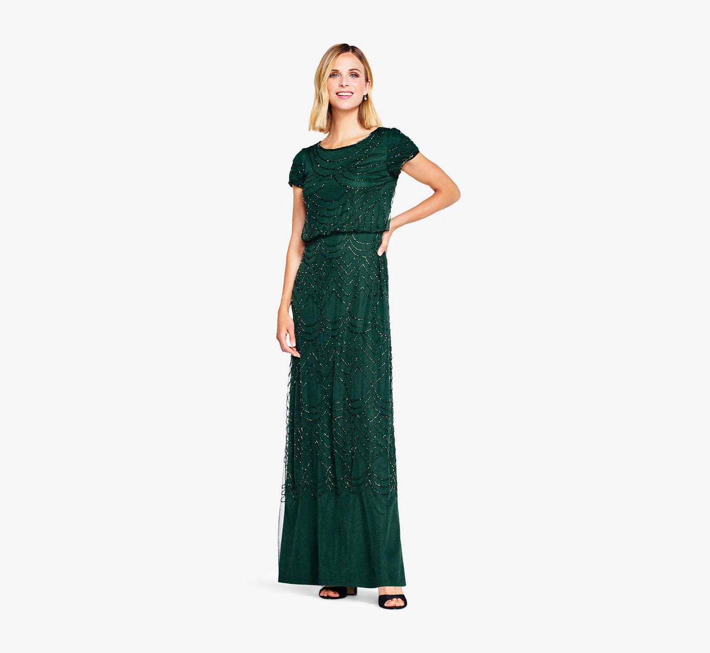 Blouson Beaded Long Dress