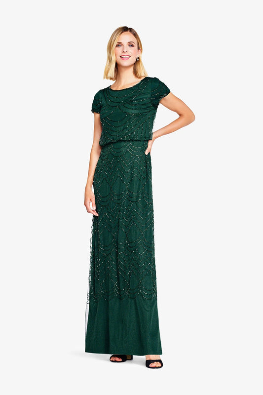 Blouson Beaded Long Dress