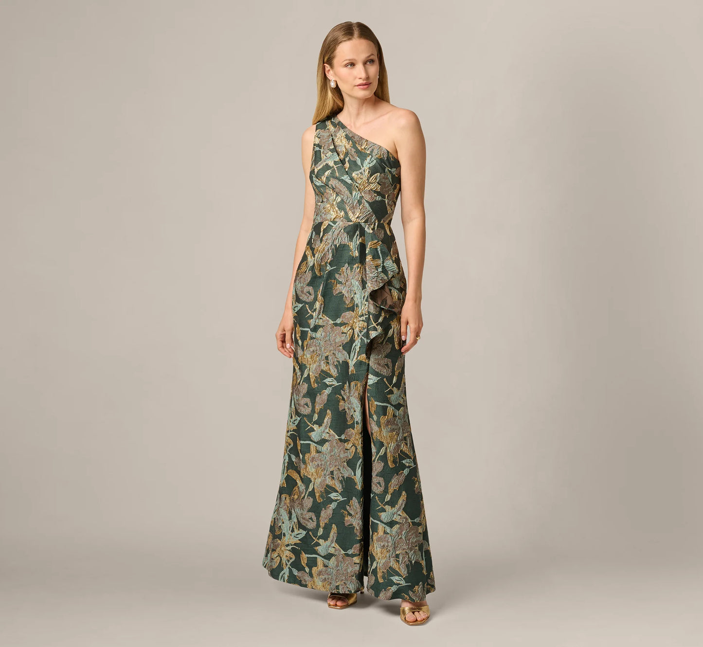 One Shoulder Jacquard Dress