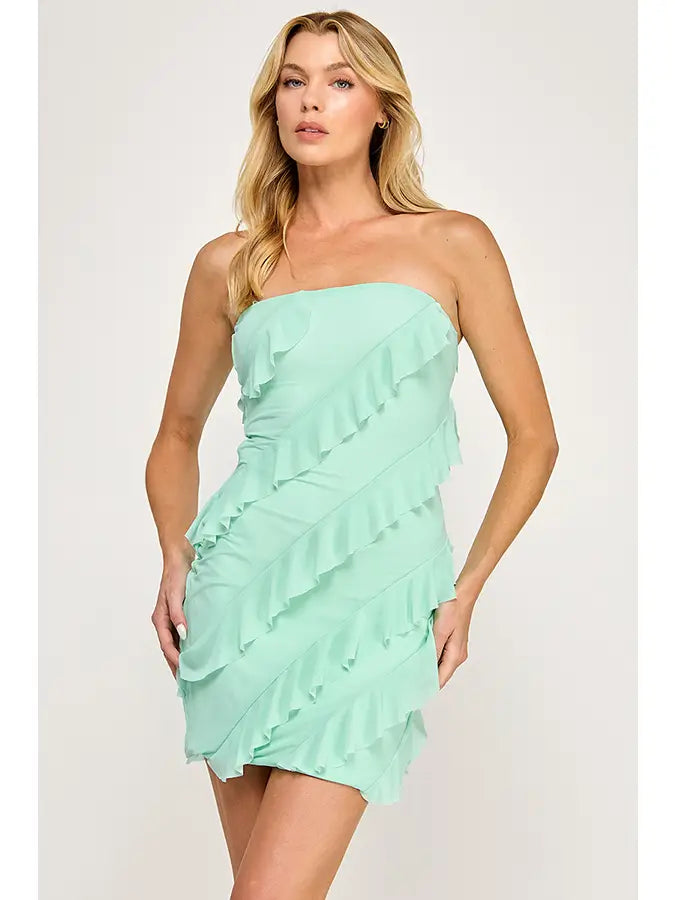 ISLA RUFFLE STRAPLESS MINI