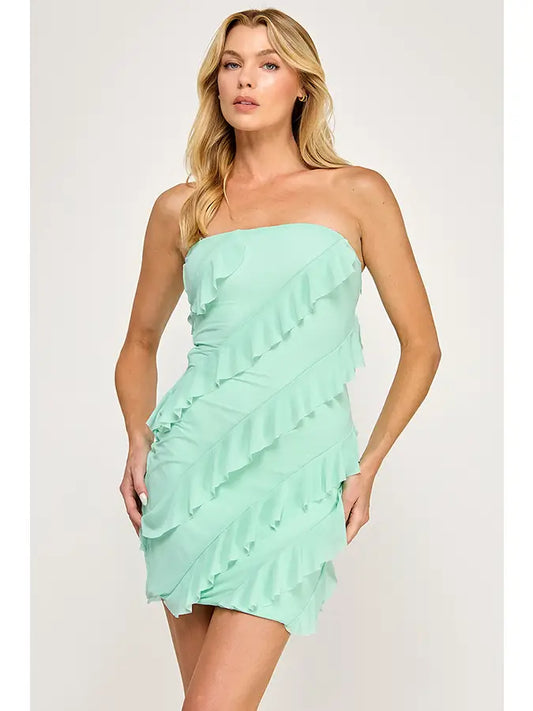 ISLA RUFFLE STRAPLESS MINI