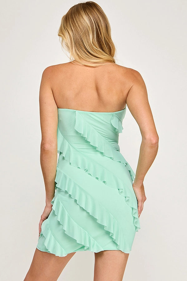 ISLA RUFFLE STRAPLESS MINI