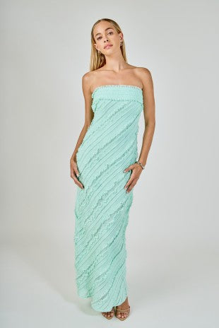 Strapless Ruffled Maxi Dress