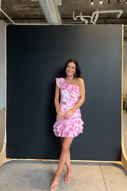 Madi Mini Dress - Pink & White