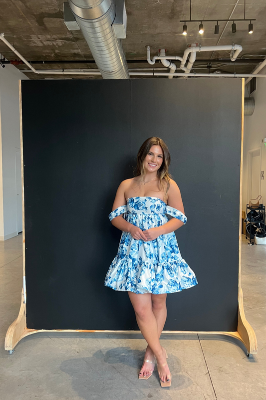 Jenn Mini Dress - Blue & White