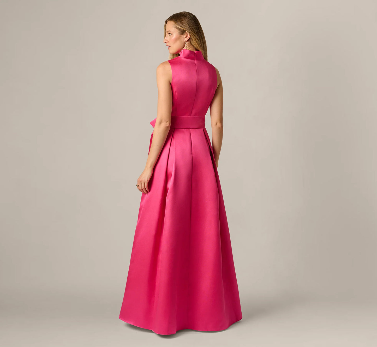 Sleeveless Queen Anne Tie Front Ball Gown